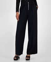 Bar Iii Women's High-Rise Wide-Leg Zip-Front Pants, Created for Macy's