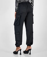 Bar Iii Women's Satin Cargo Jogger Pants, Created for Macy's