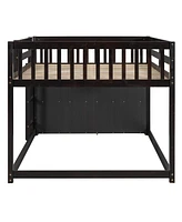 Full Over Full Bunk Bed With 4 Drawers And 3 Shelves