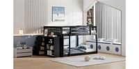 Streamdale Furniture Full over Full Bunk Bed with 4 Drawers and 3 Shelves-Gray