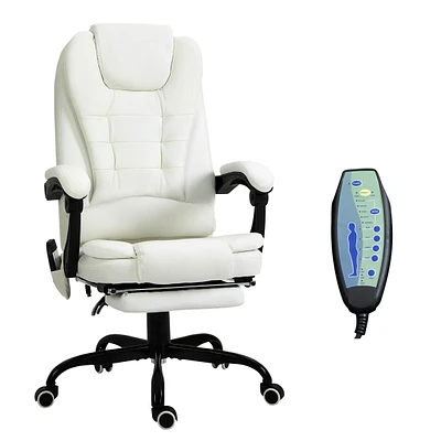 Streamdale Furniture 7-Point Vibrating Massage Office Chair, High Back, White