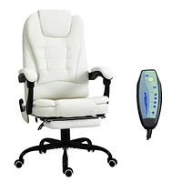 Simplie Fun 7-Point Vibrating Massage Office Chair, High Back, White