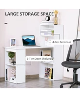 Streamdale Furniture White 47" Home Office Desk with 6-Tier Bookshelf