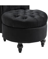 Streamdale Furniture Retro Button-Tufted Accent Chair with Rubberwood Legs