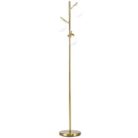 Simplie Fun 3-Light Gold Floor Lamp with Globe Shade