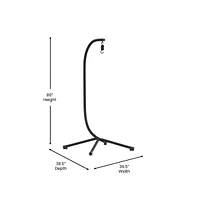 Inger Heavy Duty All-Weather Hanging Hammock Chair C-Stand With Steel Offset Base And Hardware, 360 Degree Rotation