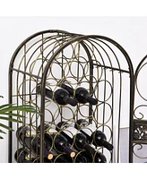 Simplie Fun 45 Bottle Wrought Iron Wine Rack Jail with Lock - Antique Bronze