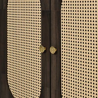 Retro 3-Door Sideboard with Rattan Doors and Metal Handles