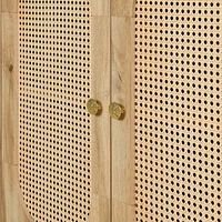 Retro 3-Door Sideboard with Rattan Doors and Metal Handles