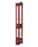 Simplie Fun Lighted Glass Corner Curio Cabinet with Crown and Bulbs