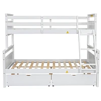 Simplie Fun Twin over Full Bunk Bed with Storage and Safety Features