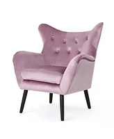 Mid-Century Modern Velvet Wingback Arm Chair