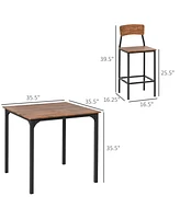 Streamdale Furniture Industrial Counter Height Table Set for 4 with Footrest