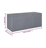 vidaXL Patio Storage Box Gray Pp Rattan 71.3 gal