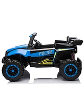Kids 24V Electric Ride-On Police Car w/Parental Control