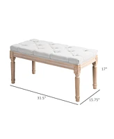 Streamdale Furniture 32" End of Bed Bench, Upholstered Bedroom Bench, Cream White