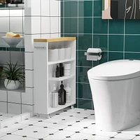 Slim Bathroom Cabinet with Wheels Storage Organizer, White
