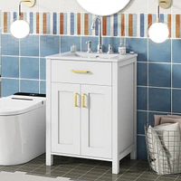 24" Space-Saving Bathroom Vanity Combo with Ceramic Sink