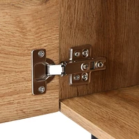 Modern Media Console with Open Shelves, Led Light, and Drop-Down Door