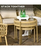 Wicker Patio Set with Multi-Functional Metal Top