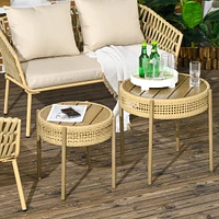 Streamdale Furniture Wicker Patio Set with Multi-Functional Metal Top