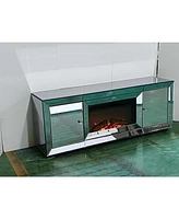 Simplie Fun Flash Silver Electric Fireplace Cabinet with Realistic Flame Effects