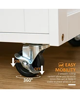 Bar Cart Rolling Kitchen Island on Wheels with Wine Rack