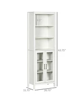 3-Shelf Tall Bathroom Storage Cabinet with Glass Door