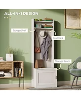 Rustic Hall Tree with Shoe Bench and Coat Rack