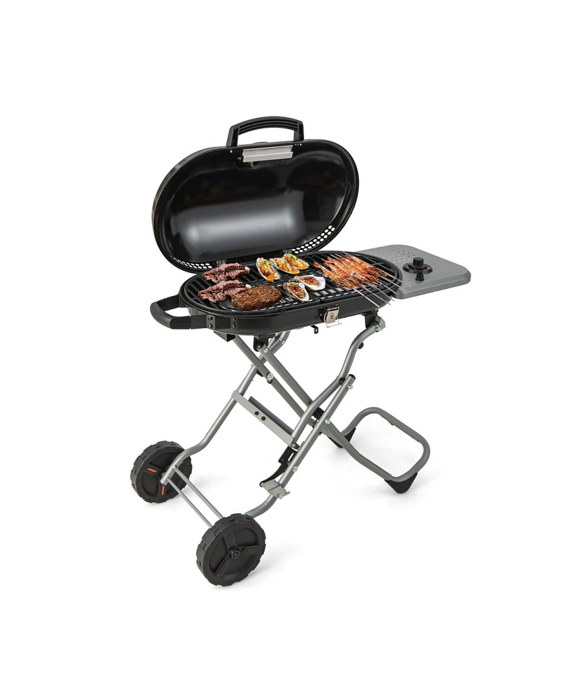 Givimo 15000 Btu Portable Propane Bbq Grill with Wheels and Side Shelf-Black