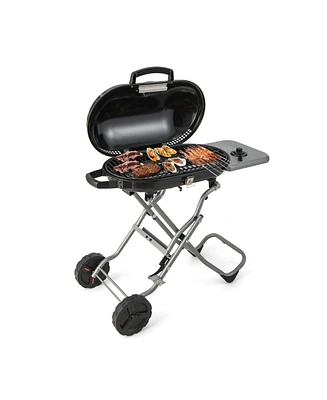 Givimo 15000 Btu Portable Propane Bbq Grill with Wheels and Side Shelf-Black