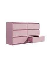 Streamdale Furniture Pink Large 6 drawers chest of drawer dressers table