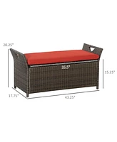 Streamdale Furniture 27 Gallon Patio Storage Bench: Wicker, Red, Rectangle