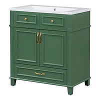 Streamdale Furniture Green 30" Bathroom Vanity Cabinet Only with Soft Close Doors