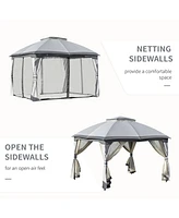 10' x 12' Outdoor Gazebo w/ Zippered Mesh and Steel Frame