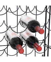 Streamdale Furniture 35 Bottle Wrought Iron Wine Rack Cabinet with Lock - Black