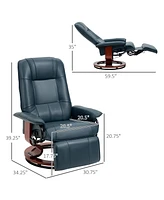 Faux Leather Manual Recliner with Swivel Wood Base