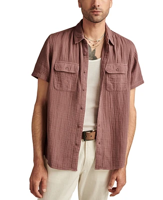 Lucky Brand Men's Double Weave Short Sleeve Button-Front Utility Shirt