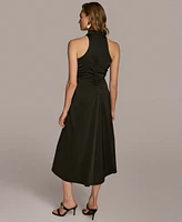 Donna Karan New York Women's Mock-Neck Ruched Asymmetrical Dress