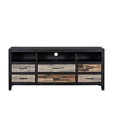 Streamdale Furniture Retro Distressed Tv Stand with Drawers and Shelves