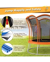 Sugift 8 Feet Outdoor Unique Flower Shape Trampoline with Enclosure Net