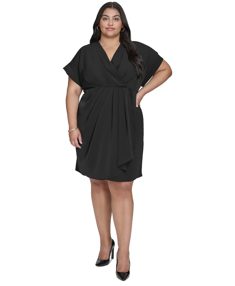 Dkny Plus Dolman-Sleeve Faux-Wrap Dress