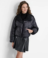 Dkny Women's Mixed-Media Puffer Jacket