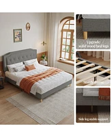 Streamdale Furniture Queen Mesh Bed: Cotton Linen, Dark Grey