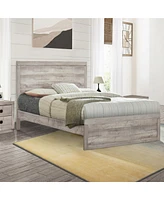 Streamdale Furniture Rustic White Platform Bed with Wooden Slats