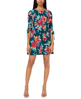 Msk Petite Floral-Print 3/4-Sleeve Shift Dress