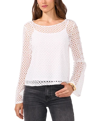 Vince Camuto Women's Sheer Layered-Look Flared-Sleeve Top