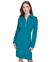 Halston Women's Collared Zip-Neck Star-Seamed Dress