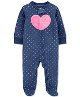 Carter's Baby Girls 1-Piece Fleece Heart Zip-Up Sleep & Play Footed Pajamas