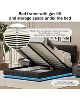 Streamdale Furniture Hydraulic Storage Platform Bed with Rgb Led